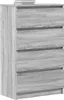 A grey wooden sideboard with four drawers on a white background. Náhľad obrázku produktu