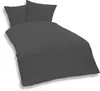 3 teilige Uni Bettwäsche 200 x 200 cm anthrazit Einfarbig Produktbild-Vorschau 1