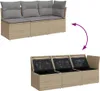 vidaXL Gartensofa mit Kissen 3-Sitzer Beige Poly Rattan Produktbild-Vorschau 3