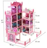 Puppenhaus rosa DIY 4 Ebenen von Möbeln Produktbild-Vorschau 13