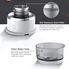 Close-up marketing image showing components of a coffee maker with feature descriptions. Podgląd zdjęcia produktu