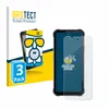 A product shot of a screen protector packaging and a phone with a screen protector applied. Produktbild-Vorschau
