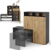 A shoe cabinet with a pull-out bench, shown in two configurations. Náhľad obrázku produktu