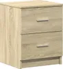 A close-up, front-facing studio shot of a wooden nightstand with two drawers. Náhľad obrázku produktu