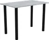A rectangular table with a gray, textured top and four black legs, shown against a white background. Produktbild-Vorschau