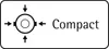 A graphic symbol representing compactness with arrows pointing inward towards a circle, next to the word "Compact". Náhled obrázku produktu