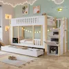 A children's bedroom with a bunk bed, decorated with cloud-shaped lights and artwork. Produktbild-Vorschau