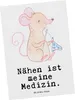 Mr. & Mrs. Panda Postkarte Maus Nähen - Weiß - Geschenk, Produktbild-Vorschau 1