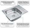 lavello da incasso in acciaio inox 58CM, angolare + ripiano Anteprima dell’immagine prodotto 5