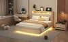 A bedroom scene with a bed, vanity, and nightstand, all illuminated by soft lighting. Podgląd zdjęcia produktu