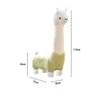 A stuffed alpaca stool with dimensions indicated by text overlays. Produktbild-Vorschau