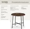 Product information and dimensions for a round dining table. Produktbild-Vorschau