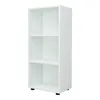 A white, three-shelf bookcase is shown against a white background. Náhled obrázku produktu