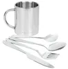 Edelstahl Thermobecher mit Campingbesteck Set für 1-4 Produktbild-Vorschau 1