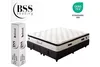A mattress and its packaging are displayed on a white background, with a certification logo in the upper right corner. Produktbild-Vorschau