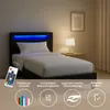 A bedroom scene featuring a single bed with LED lighting. Produktbild-Vorschau