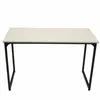 A simple desk with a white top and black metal legs, isolated on a white background. Produktbild-Vorschau