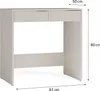 A white desk with two drawers and dimensions indicated. Anteprima dell’immagine prodotto