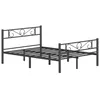 A black metal bed frame with a headboard and footboard, shown from a side angle against a white background. Náhled obrázku produktu