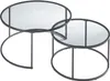 Two nesting round coffee tables with glass tops and metal frames. Produktbild-Vorschau