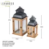 2er Set Laterne Braun Holz Metall Kerzenhalter Windlicht Produktbild-Vorschau 2