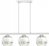 A white pendant light with three glass globes. Podgląd zdjęcia produktu
