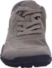 A close-up, front-facing view of a gray sneaker with black soles. Produktbild-Vorschau