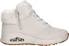A single beige Skechers winter boot with white fur trim, shown from the side. Voir les images du produit