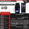A marketing image detailing the various ports and connectivity options of a gaming PC. Produktbild-Vorschau