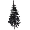 A black artificial Christmas tree on a stand, isolated on a white background. Produktbild-Vorschau