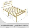 A diagram of a gold metal bed frame with dimensions indicated by lines and text. Produktbild-Vorschau