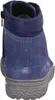 The back view of a blue suede boot with a gray sole. Produktbild-Vorschau