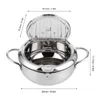 A stainless steel mini-brattopf with an open lid and a thermometer attached to the front. Náhled obrázku produktu