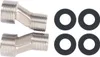 Two angled metal fittings and four black rubber washers on a white background. Náhled obrázku produktu