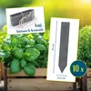 A collage showing plant markers in a garden setting and a close-up of a plant marker with dimensions. Produktbild-Vorschau