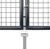 A close-up view of a gray metal garden gate with a latch, and a separate metal ground stake. Náhľad obrázku produktu