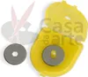 A yellow plastic case containing a rotary blade, with another rotary blade to the left. Náhled obrázku produktu