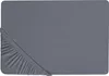 A close-up view of a dark gray fitted sheet, showing the elasticized corner. Náhľad obrázku produktu