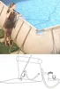 A woman is cleaning an above-ground swimming pool with a pool skimmer, and a diagram shows a pool cleaning system. Produktbild-Vorschau