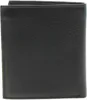 A black leather wallet is shown closed and lying flat. Produktbild-Vorschau
