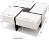 A white and black modern coffee table with dimensions indicated by measurement lines. Produktbild-Vorschau