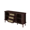 A dark wood sideboard with three drawers and two doors, set against a white background. Anteprima dell’immagine prodotto