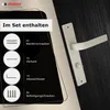 A product image showing a door handle set and its included components, with text overlay describing the contents. Produktbild-Vorschau