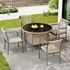 Merax Gartenmöbel Set aus Rattan mit rundem Glastisch und 4 Produktbild-Vorschau 2