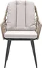 A front view of a dining chair with a woven back and seat, and black metal legs. Produktbild-Vorschau
