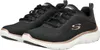 A pair of black Skechers sneakers with rose gold accents, shown from a slightly elevated side angle against a white background. Voir les images du produit