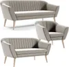 Sofello ? Sofa Set KAYA 3+2+1 in Samt Beige – Produktbild-Vorschau 1
