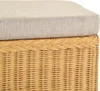 A close-up view of the top portion of a wicker storage ottoman. Produktbild-Vorschau