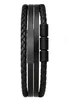 S&T DESIGN bracciale in pelle da uomo bracciale nero Anteprima dell’immagine prodotto 3