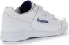 A side view of a white Reebok sneaker with blue branding. Produktbild-Vorschau